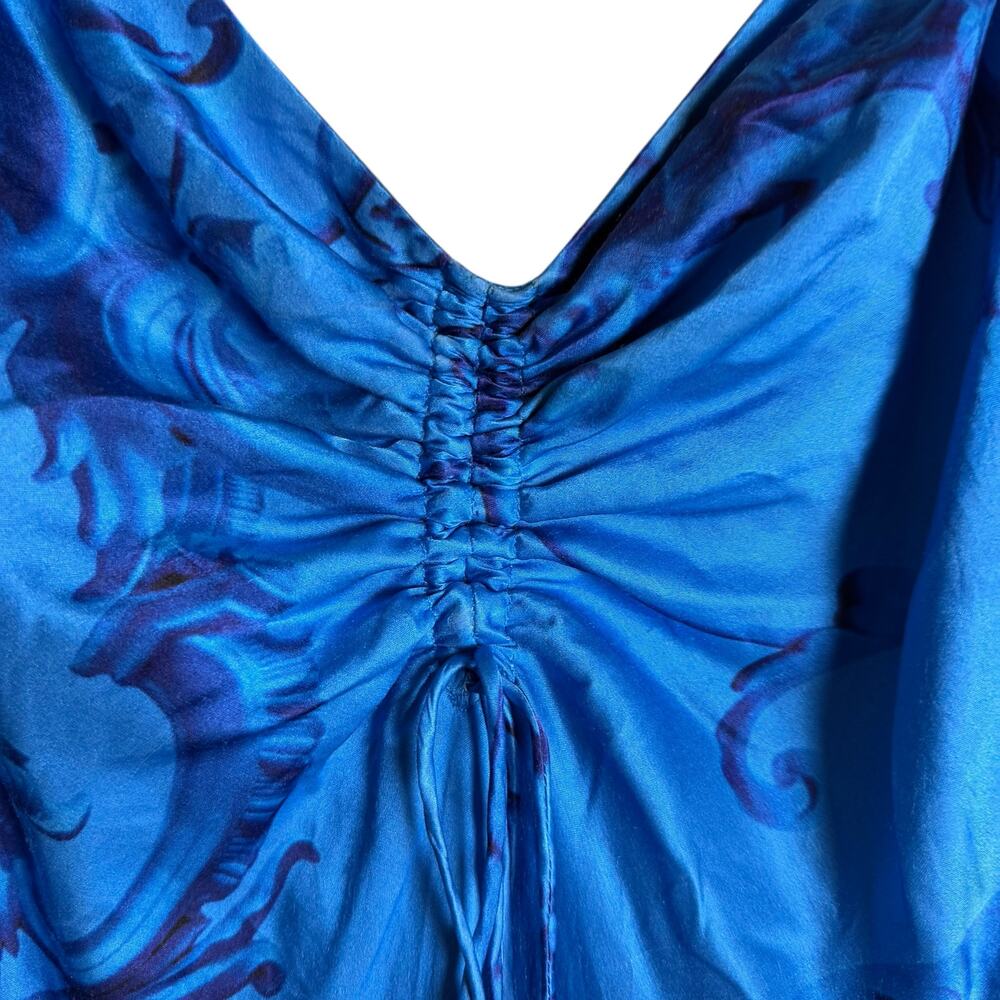 AllSaints Alexia Isabella Blue Tie Dye Asymmetric Sleeveless Midi Dress Size 4 - Picture 8 of 15